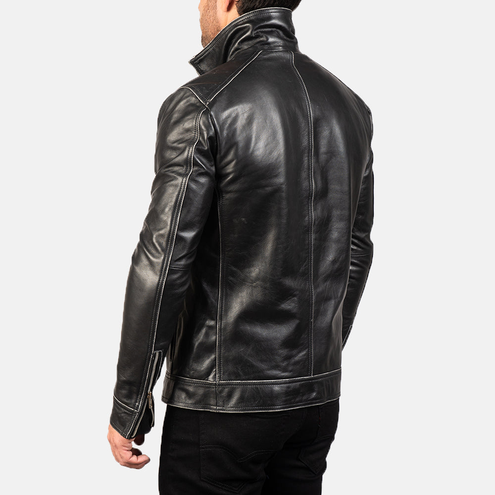 Hudson Black Riding Motorcycle Men Moto Leather Biker Jacket