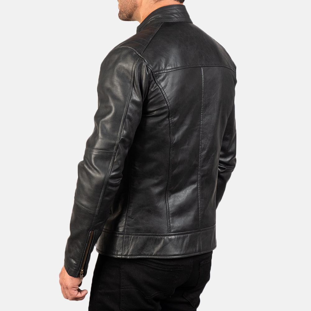 New Dean Black Motorcycle Racing Men Moto Biker Leather Jacket