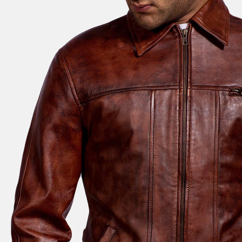 New Abstract Maroon Biker Moto Riding Leather Jacket For Men