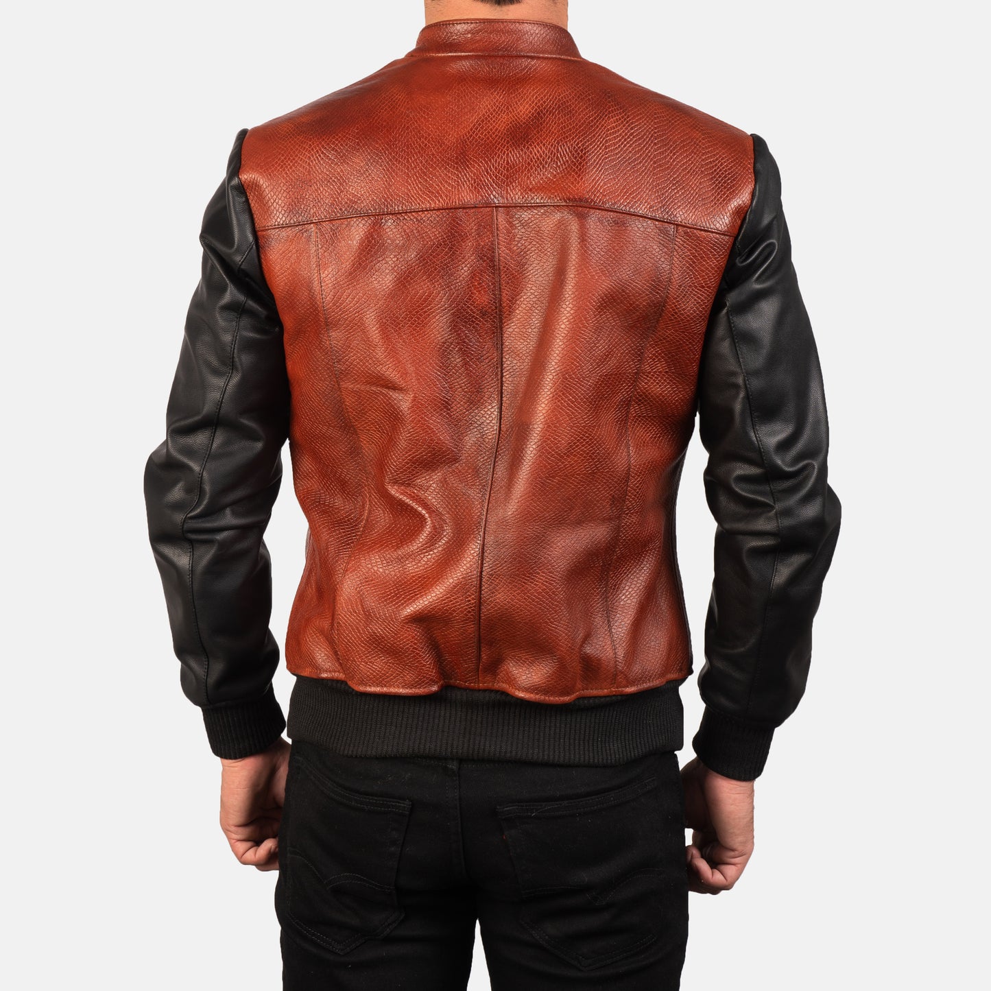 New Men Avan Black & Maroon Motorbike Moto Bomber Leather Biker Jacket
