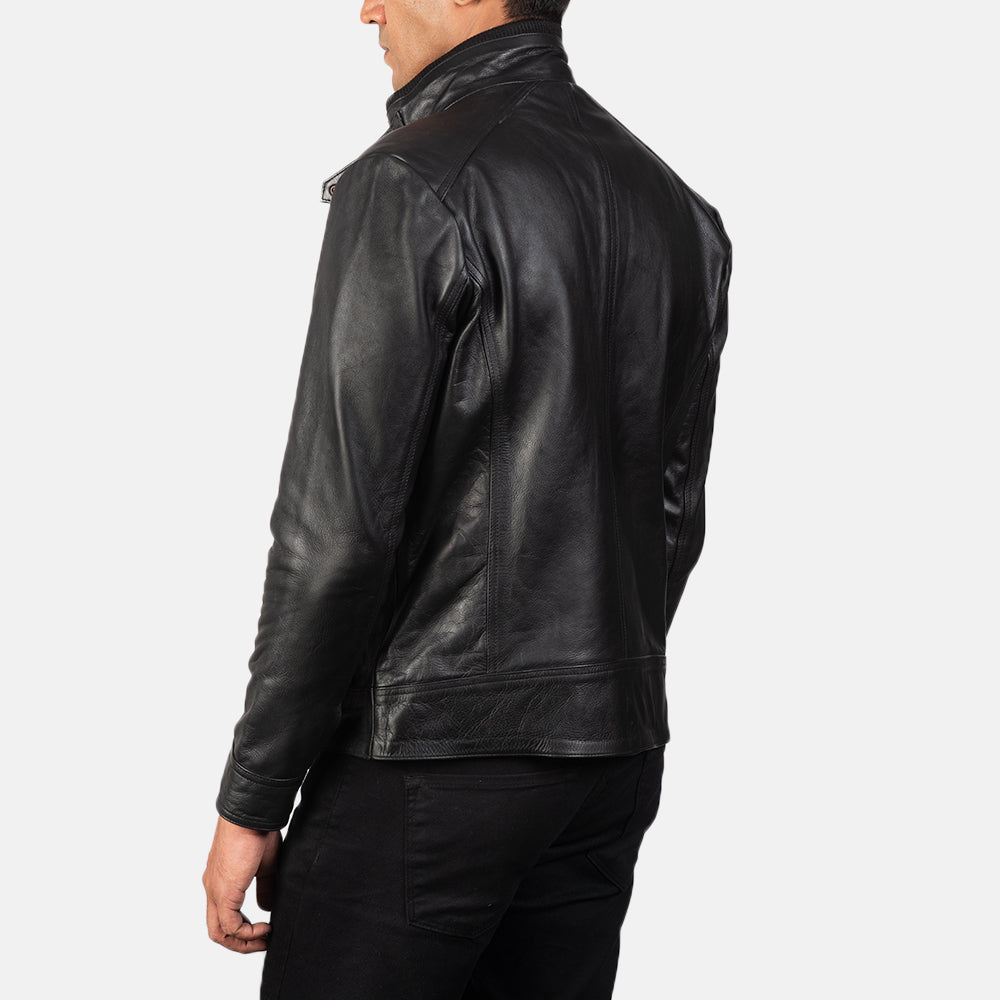 Men Darren Black Motorbike Riding Moto Leather Biker Jacket