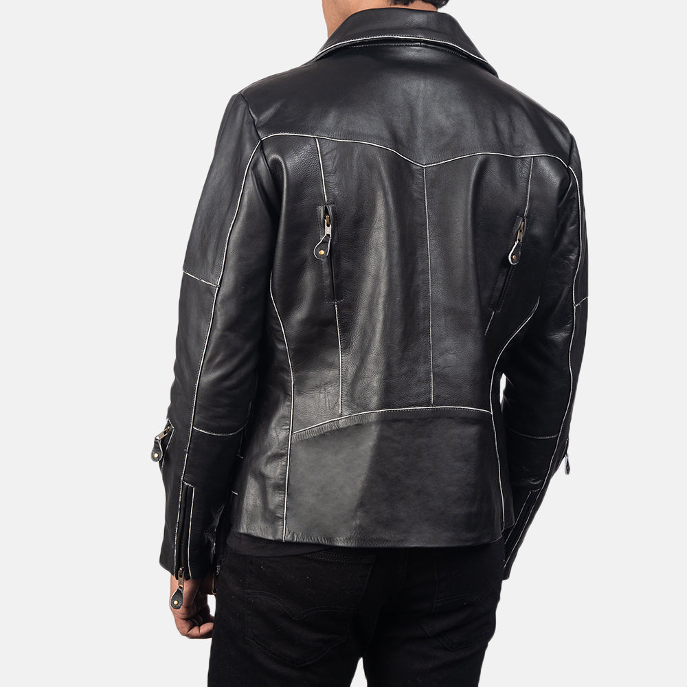 New Men Black Motorbike Racing Moto Leather Biker Jacket