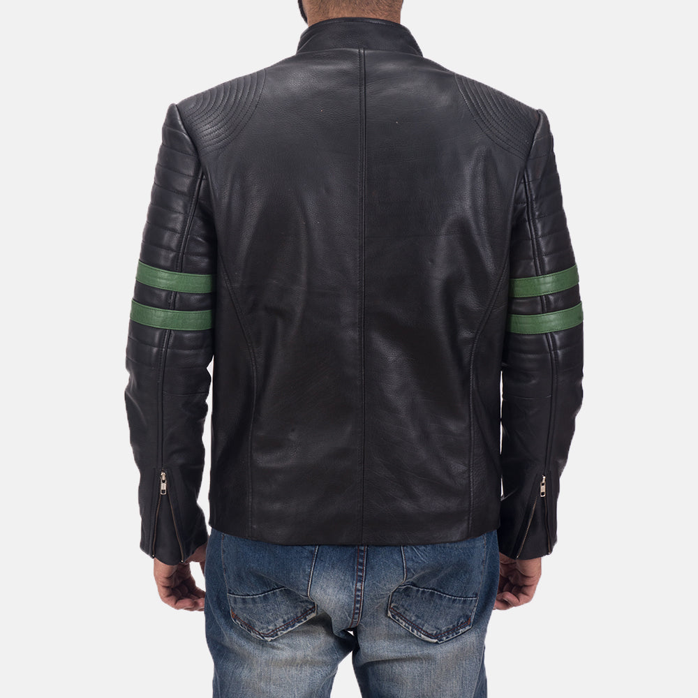 Men Night Trooper Black Motorcycle Racing Leather Biker Jacket
