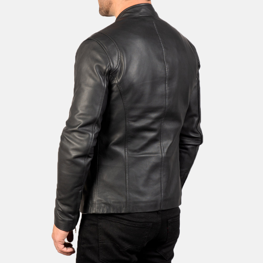 New Men Black Motorbike Racing Moto Leather Biker Jacket