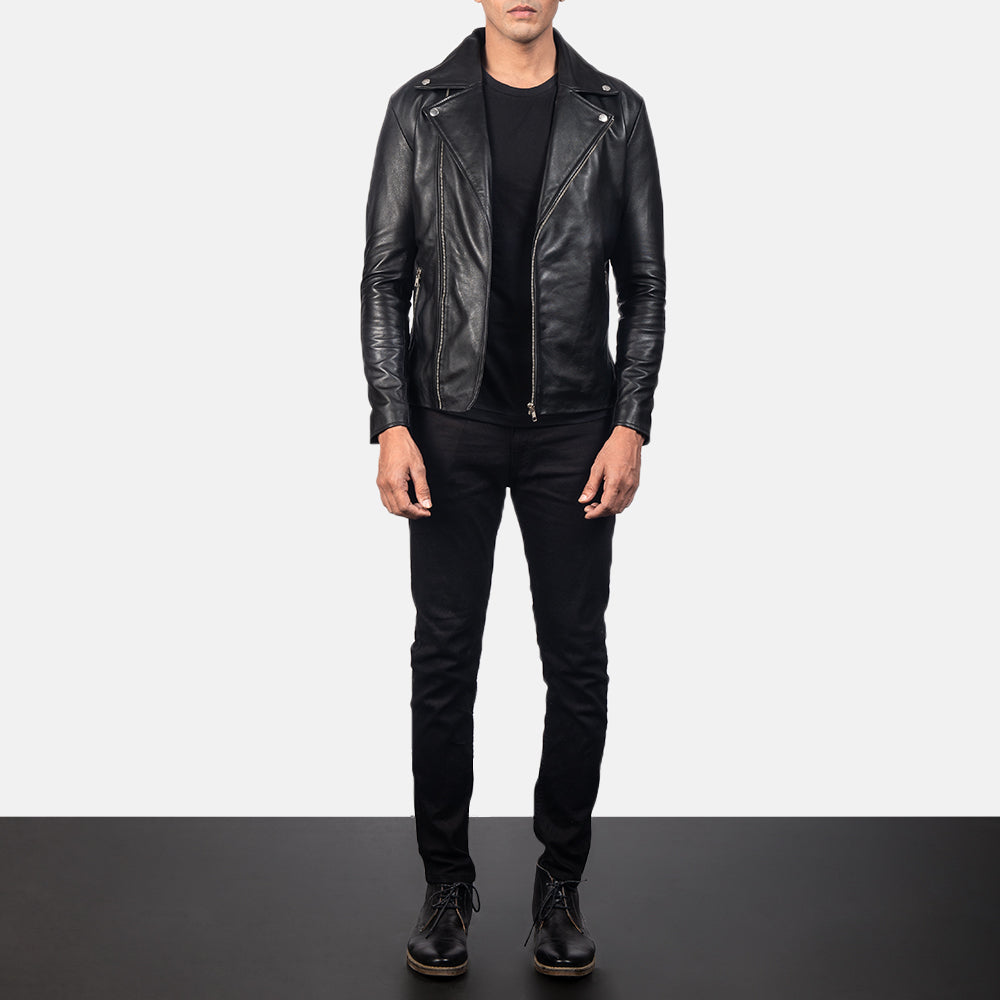 New Men Black Racing Motorbike Moto Leather Biker Jacket