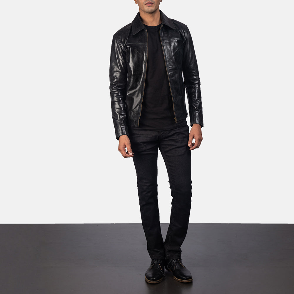 New Mystical Black Racing Motorcycle Men Leather Biker Jacket