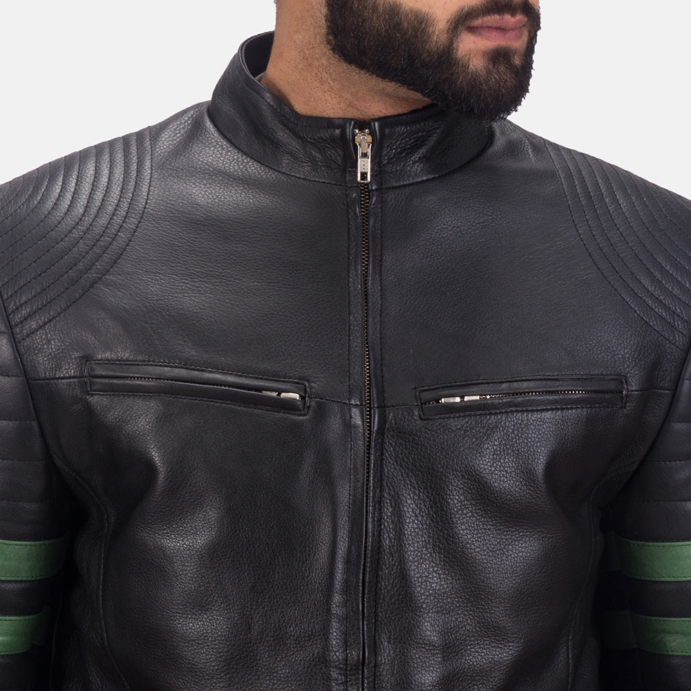 Men Night Trooper Black Motorcycle Racing Leather Biker Jacket