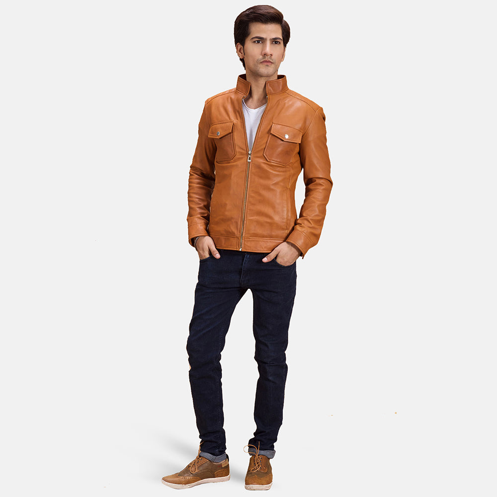 New Men Brown Moto Riding Leather Biker Jacket