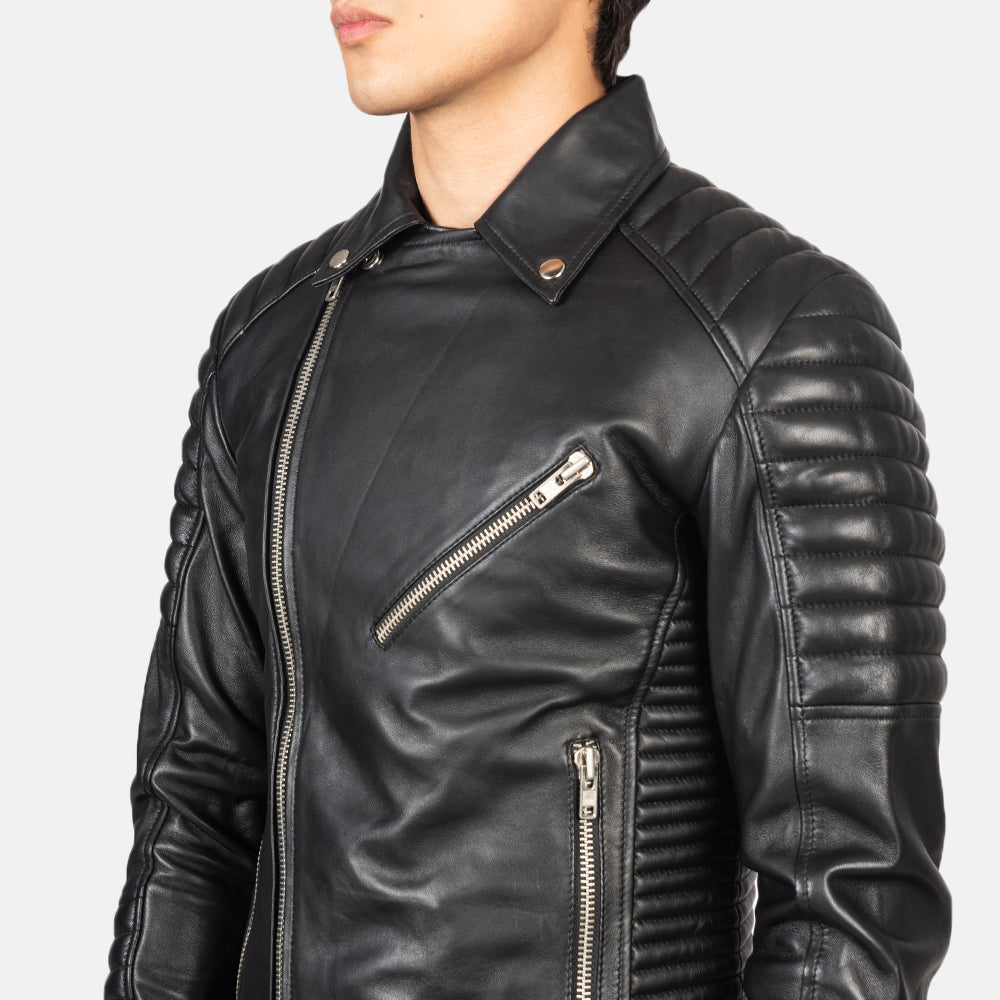 New Men Armand Black Moto Riding Motorbike Leather Biker Jacket