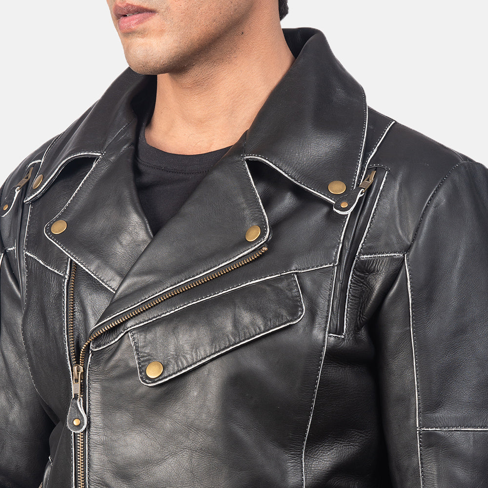 New Men Black Motorbike Racing Moto Leather Biker Jacket