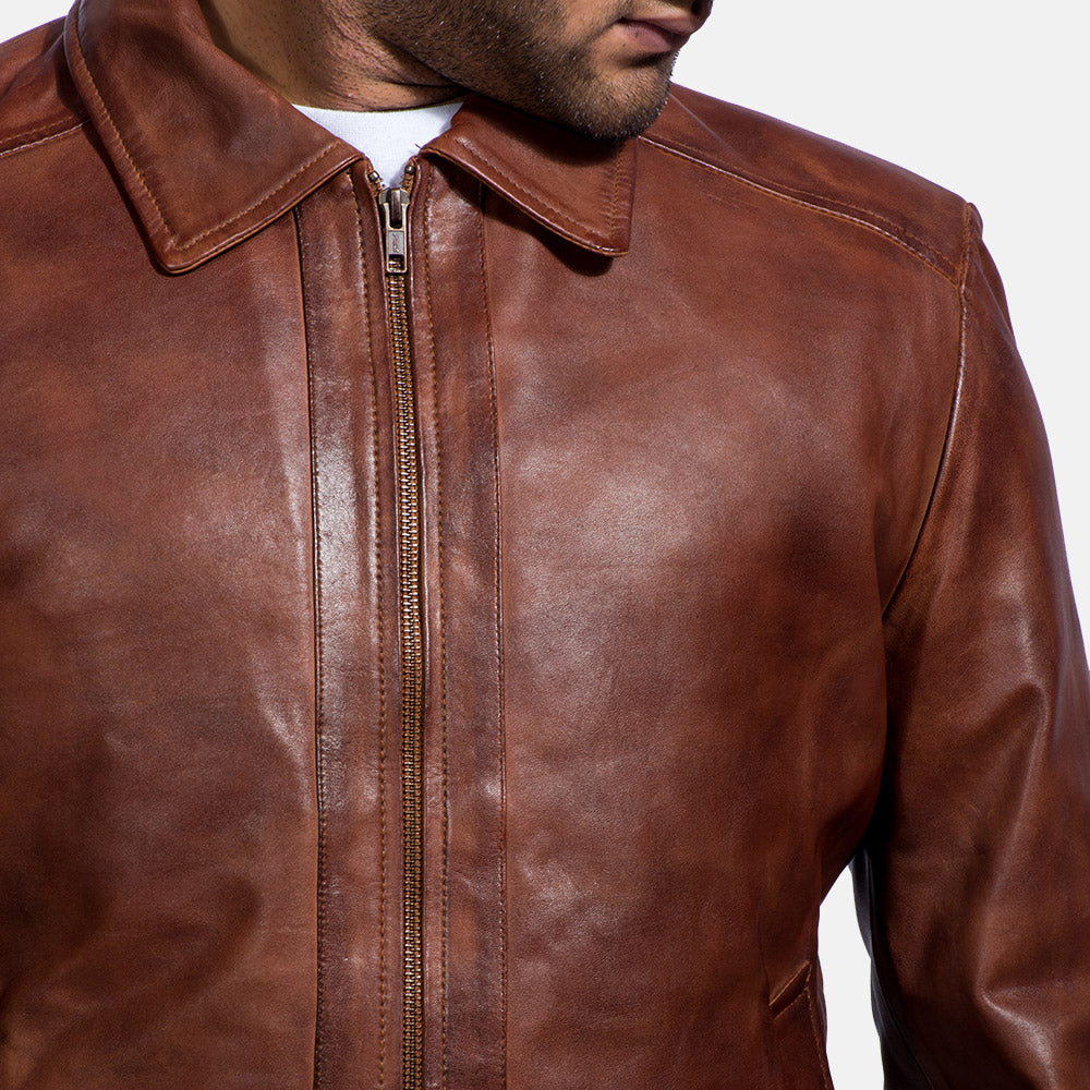 Men Brown Motorcycle Riding Moto Biker Leather Jacket