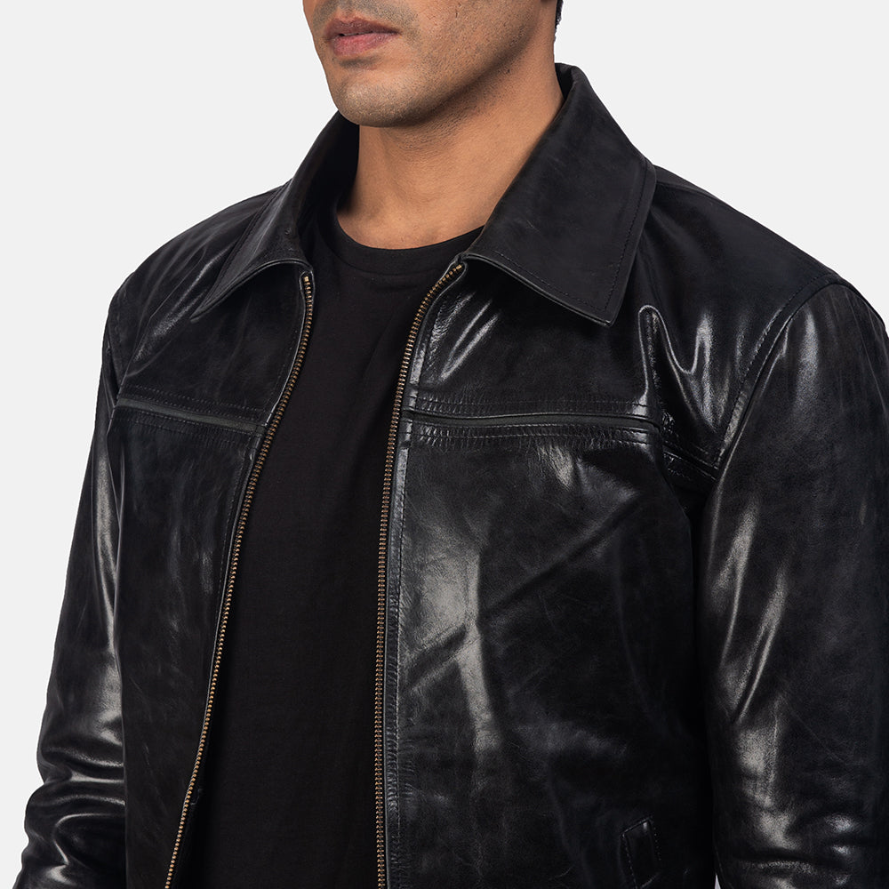 New Mystical Black Racing Motorcycle Men Leather Biker Jacket