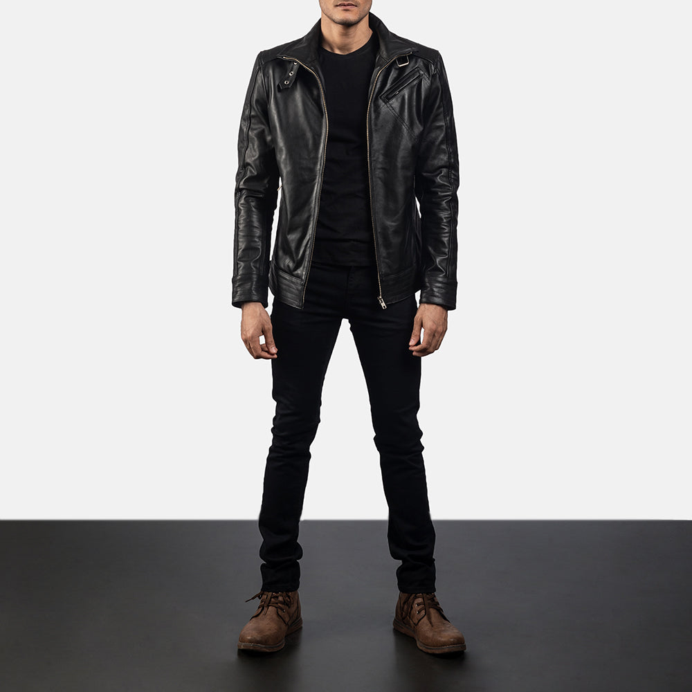 New Legacy Black Moto Racing Motorbike Leather Biker Jacket For Men