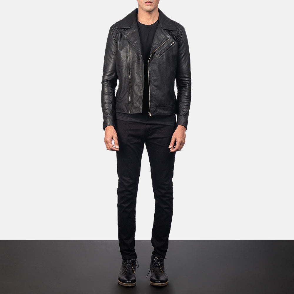 New Men Black Moto Racing Biker Leather Riding Jacket
