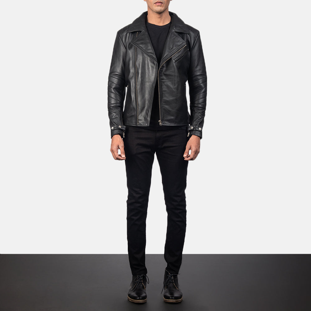 New Men Black Motorbike Moto Racing Leather Biker Jacket