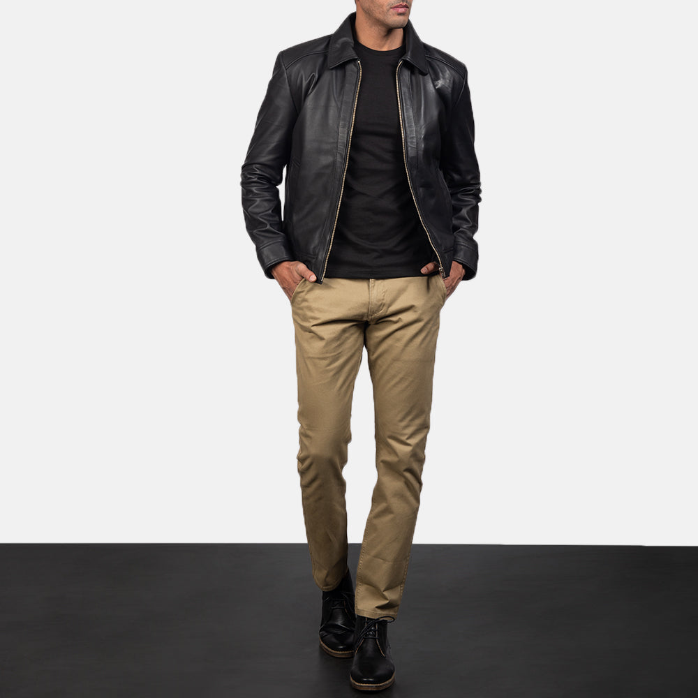 New Black Motorcycle Racing Leather Moto Biker Jacket For Men
