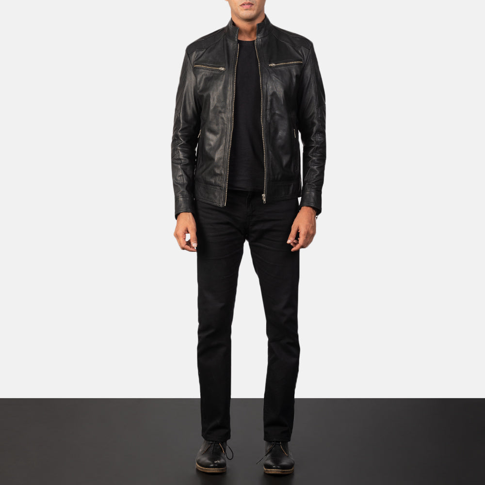 New Men Mack Black Racing Motorbike Riding Leather Biker Jacket