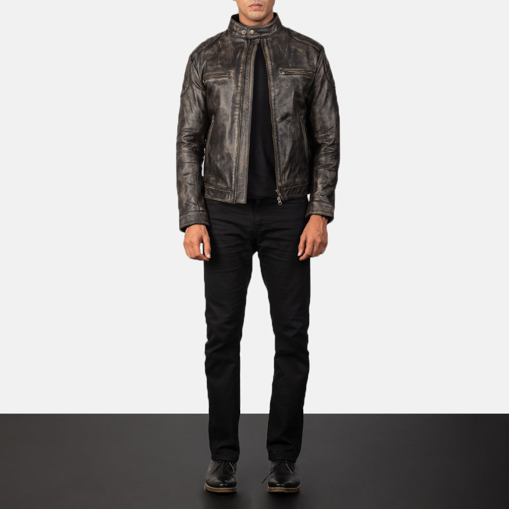 New Men Brown Moto Leather Racing Biker Jacket