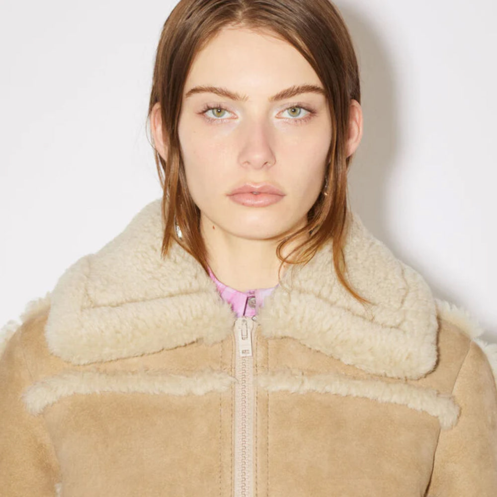 Aviator Shearling Leather Jacket For Women