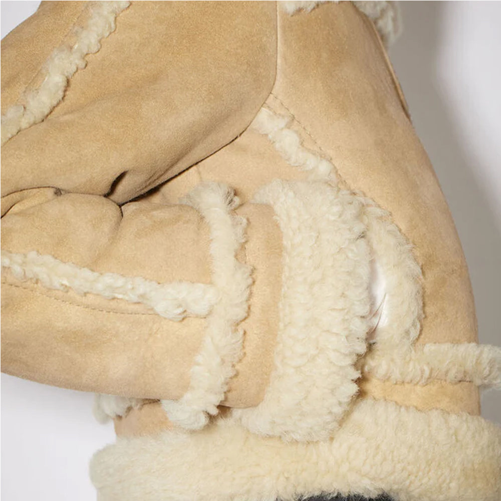 Brown Shearling Leather Jacket For Women