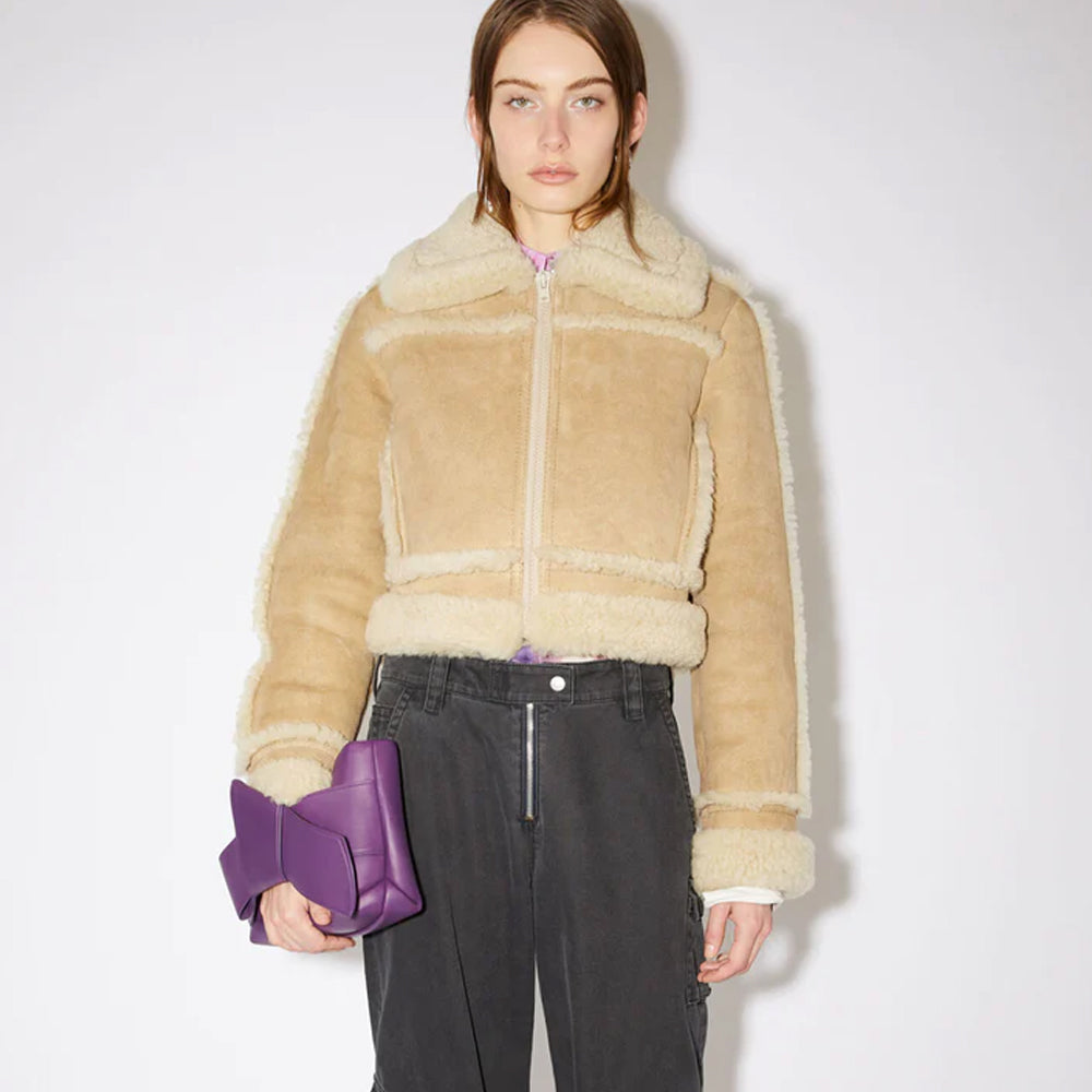 Brown Aviator Shearling Leather Jacket