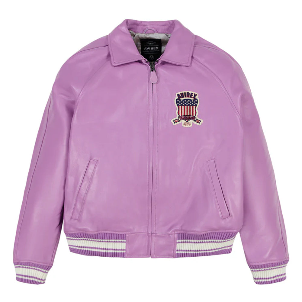 Purple jacket with a logo on a white background