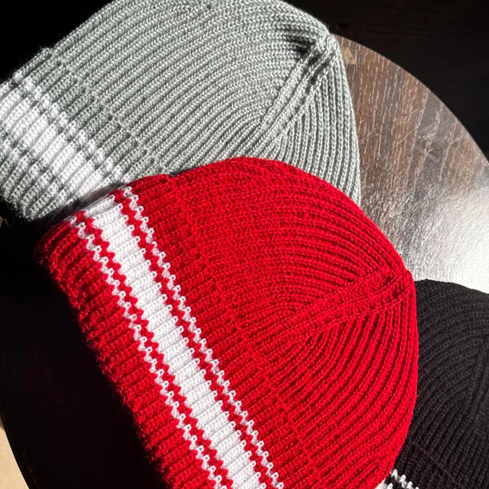 white stripes Unisex beanie cap