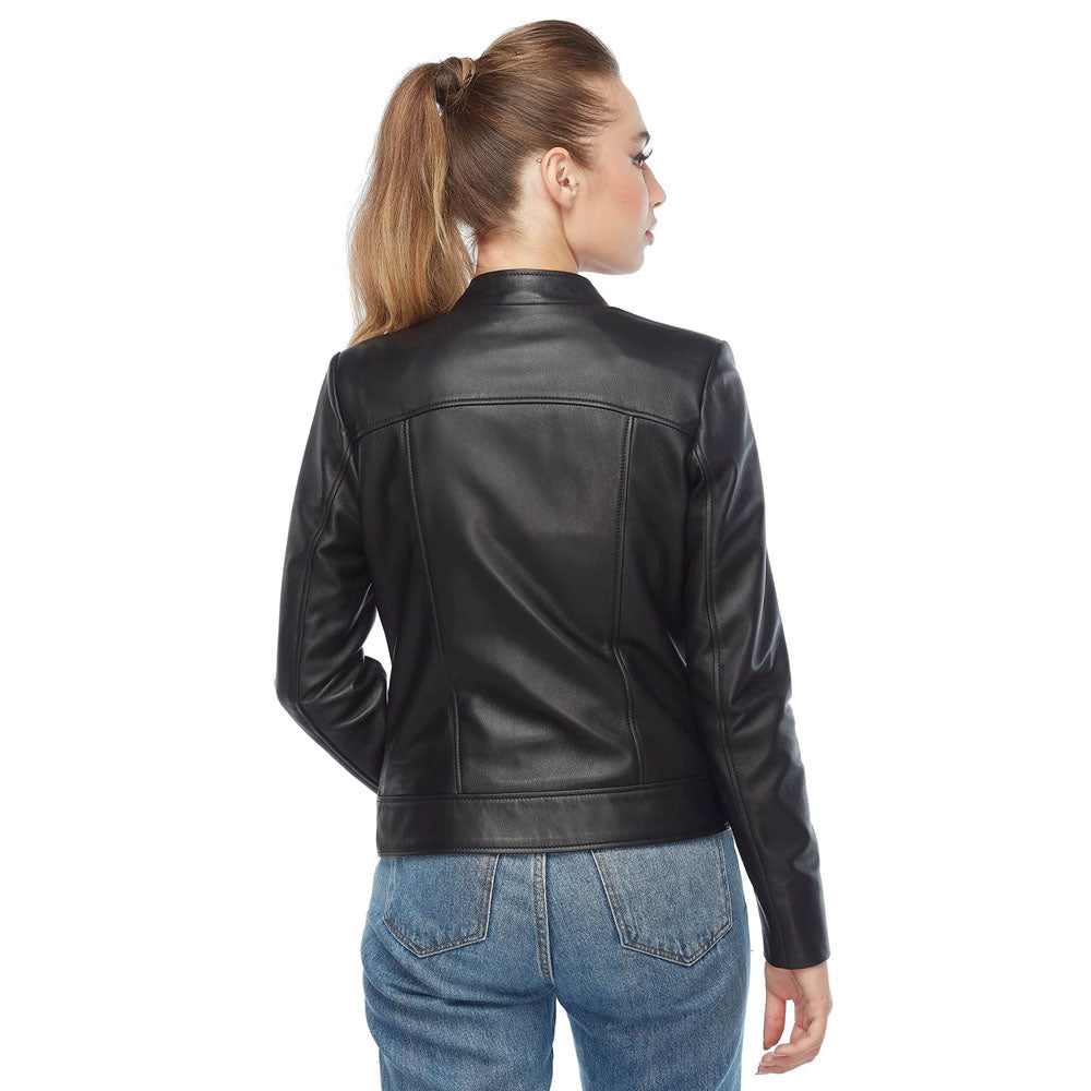 Sheepskin Biker Beyonce Genuine Black Leather Jacket