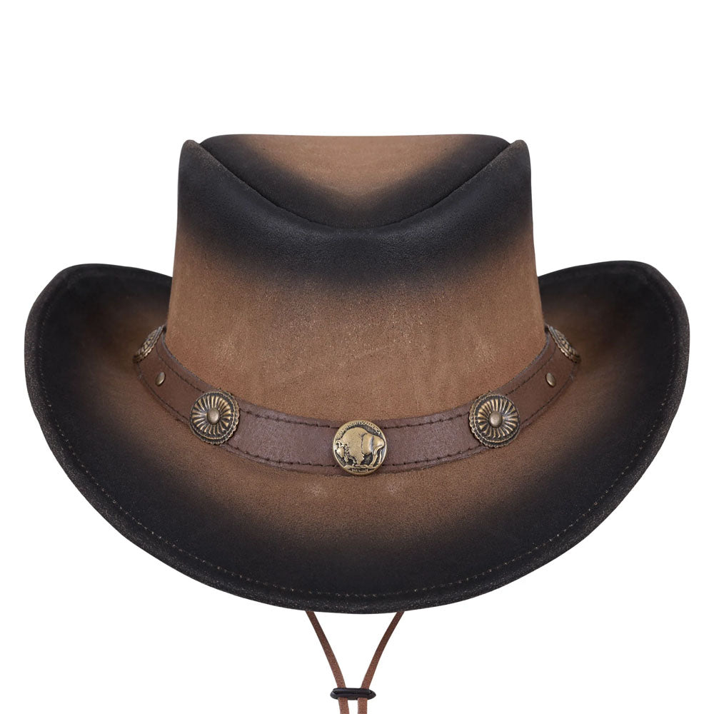 Western Two Tone Cowhide Leather Cowboy Hat