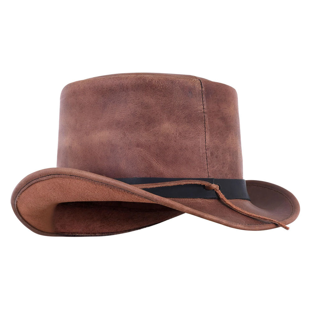 New Brown Leather Cowboy Hat With Studded