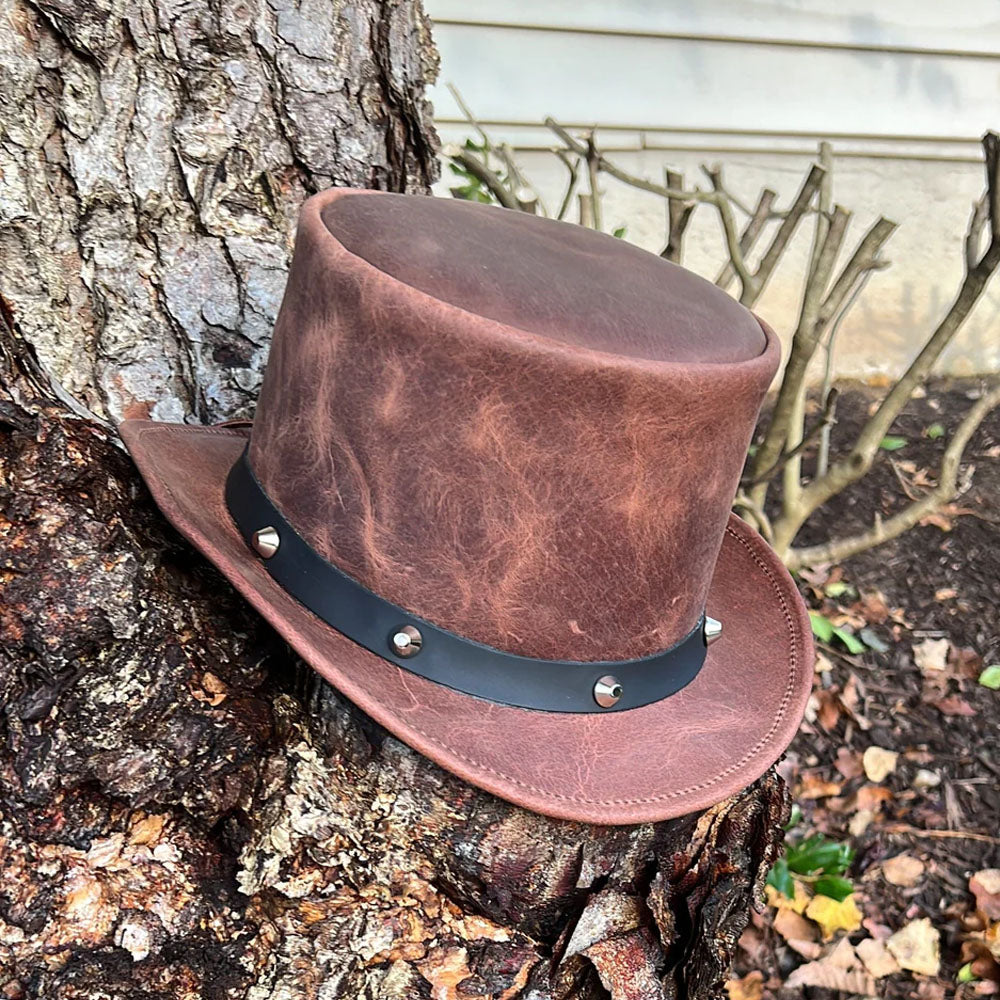 Western Leather Cowboy Hat With Studded