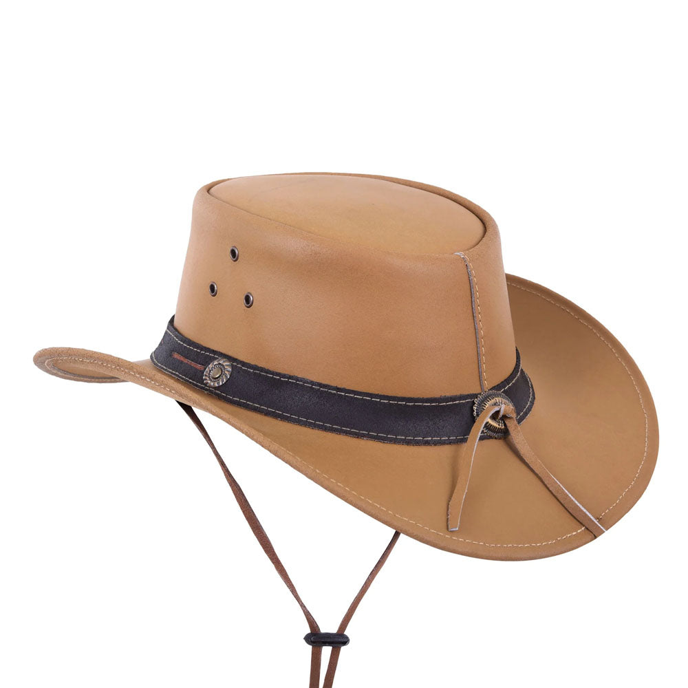 Brown Leather Cowhide Cowboy Hat