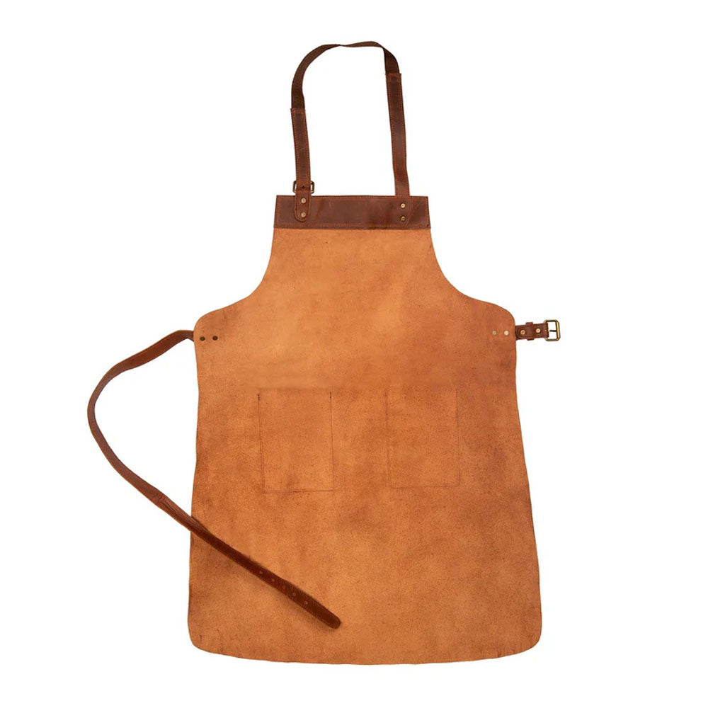 Brown Sheepskin Double Pocket Leather Apron