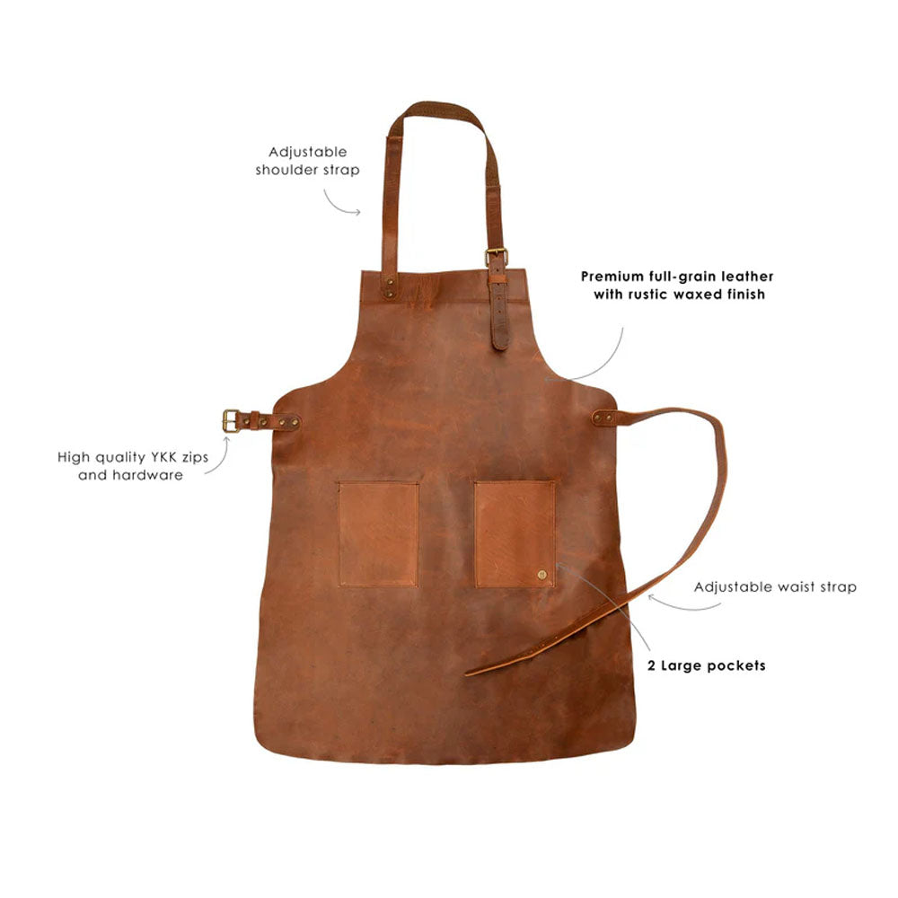 New Men's Sheepskin Double Pocket Leather Apron
