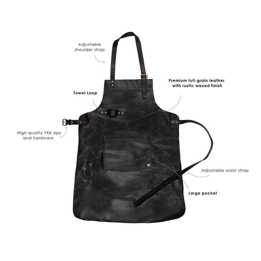 New Black Handmade Sheepskin Long Leather Apron With Spacious Front Pocket for Tools