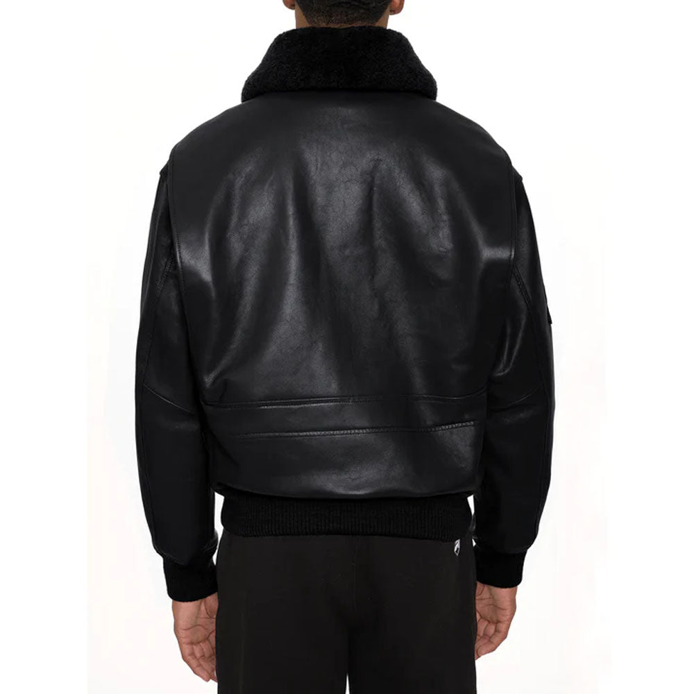 Men's Black Flying Military G-1 Fur Collar Trucker
Airforce Leather Bomber Jacket