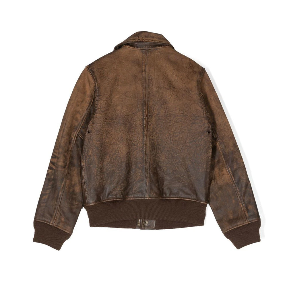 New Men Brown Flying A-2 Leather Bomber Jacket