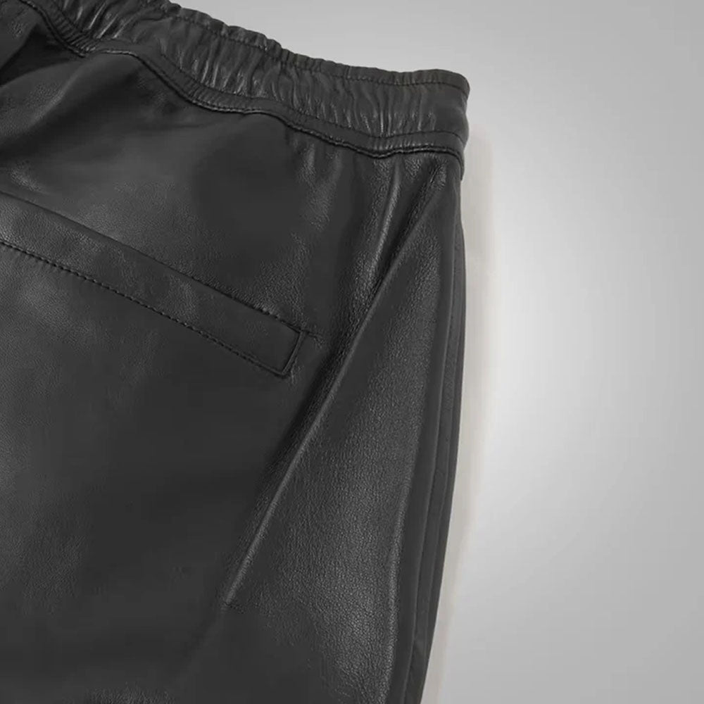 Men's Black Leather Sheepskin Pants
