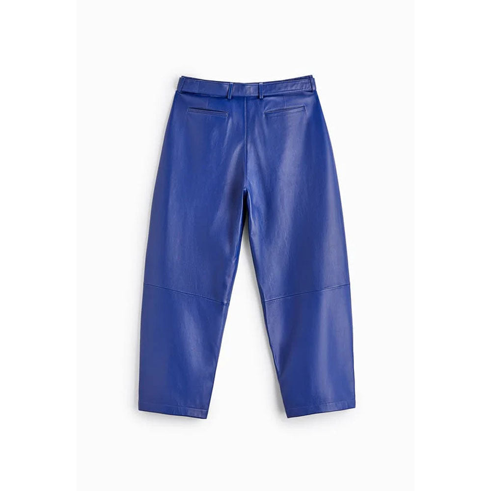 Blue Sheepskin Leather Real Biker Pants