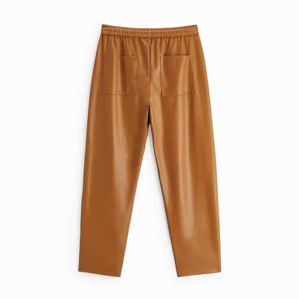 Brown Men's Leather Real Sheepskin Pants