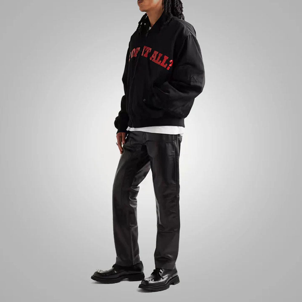 Black Leather Sheepskin Skinny Leather Pants