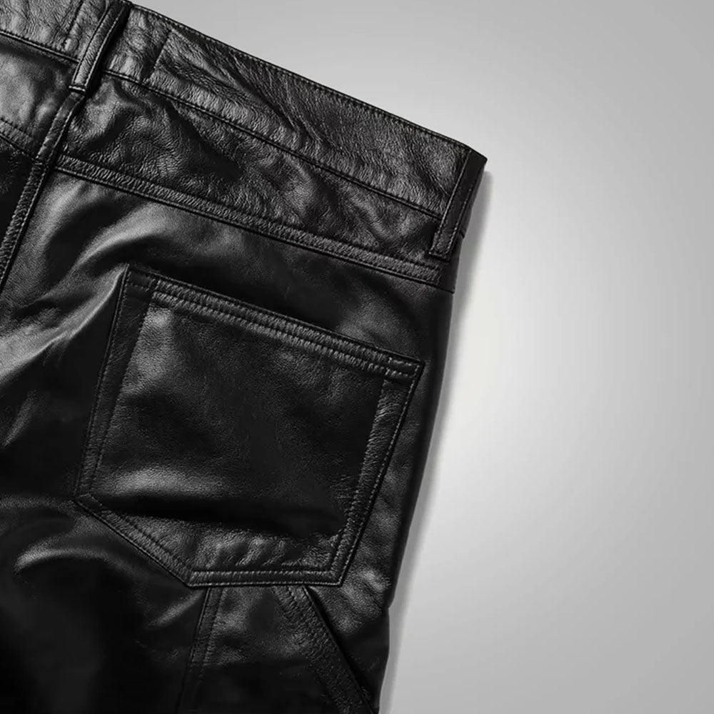 New Black Leather Sheepskin Skinny Pants