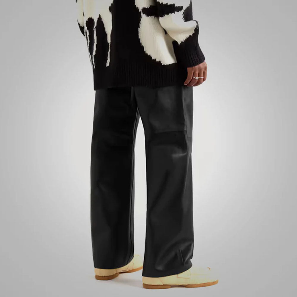 Real Black Sheepskin Fashion Leather Pants