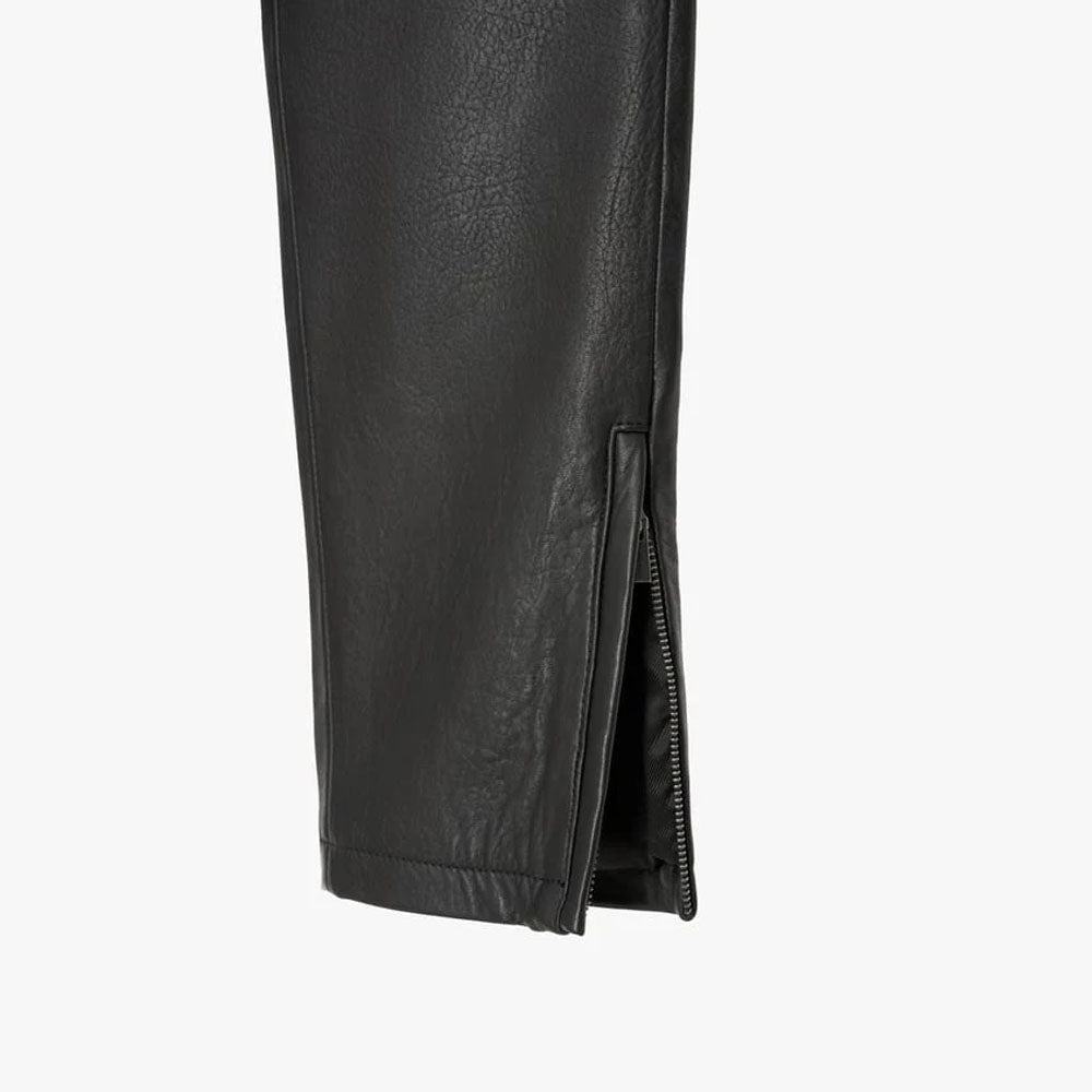 Black Leather Real Sheepskin Leather Biker Pants