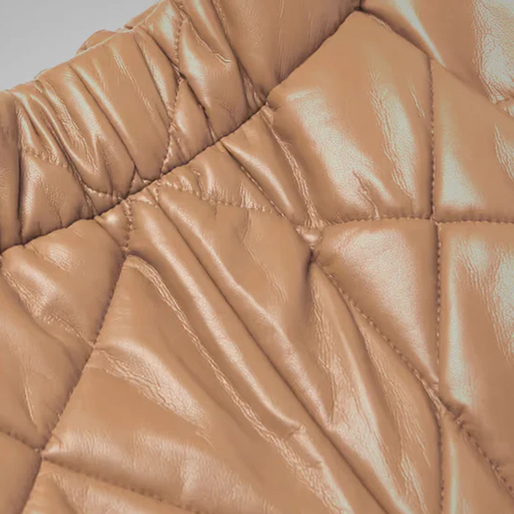 Men's Camel Brown Lambskin Leather Shorts