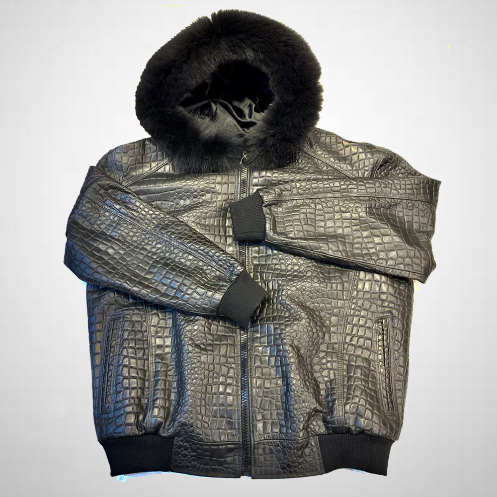 Front view of the jacket with the wearerâs arms crossed over the chest, showcasing its structure and fit.