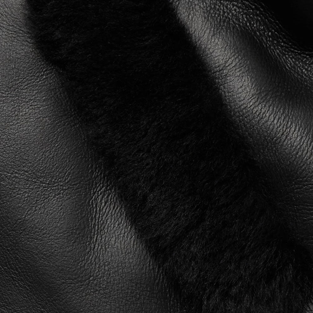 Men's Black B3 Aviator Sheepskin Trucker lined Nappa Shearling Leather Jacket