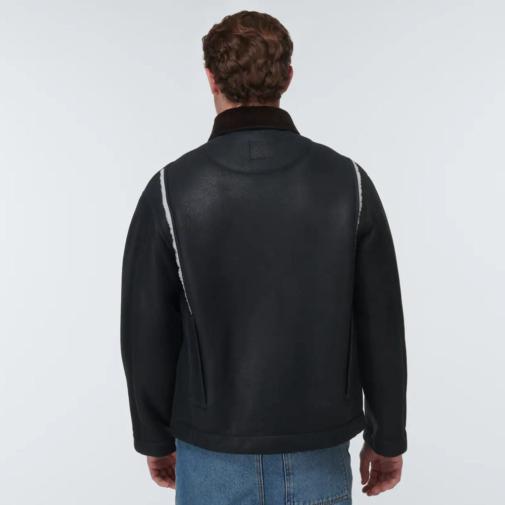 Men's Black Shearling Flying Sheepskin B3 Leather Jacket
