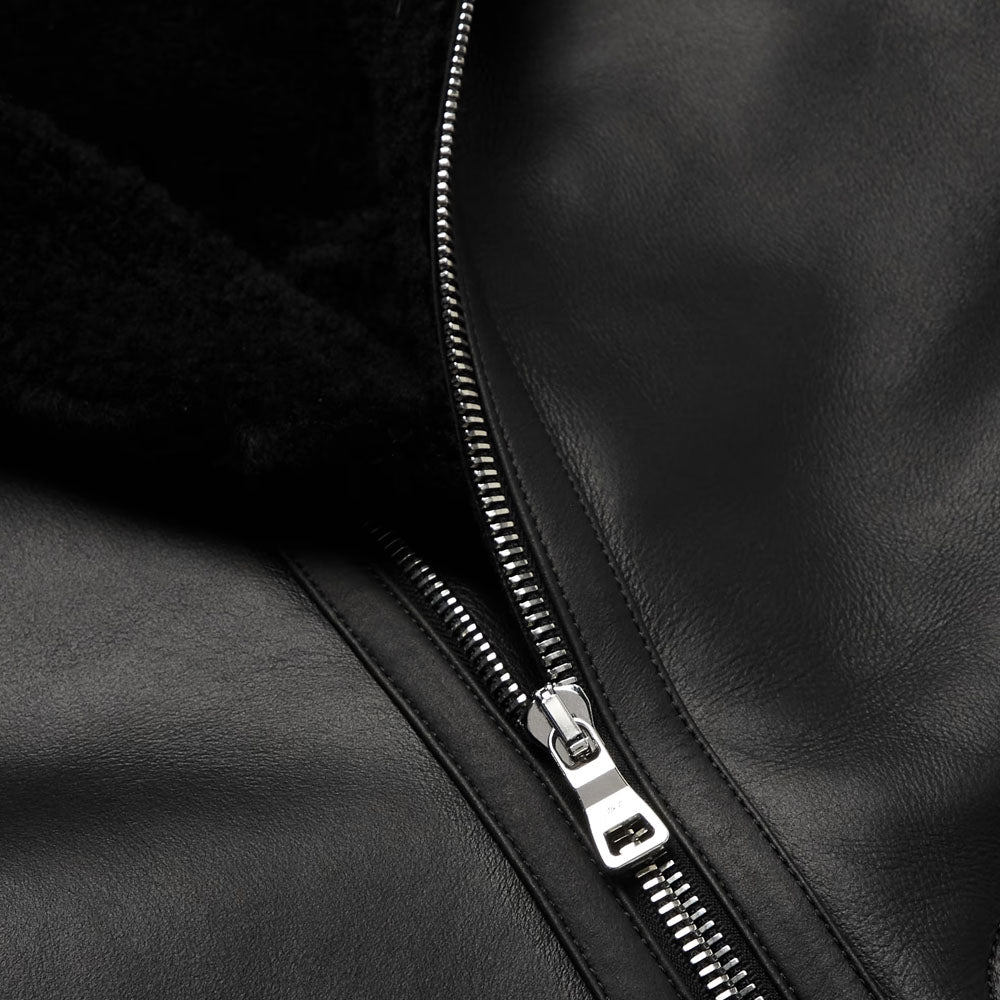 Men's Black B3 Aviator Sheepskin Trucker lined Nappa Shearling Leather Jacket