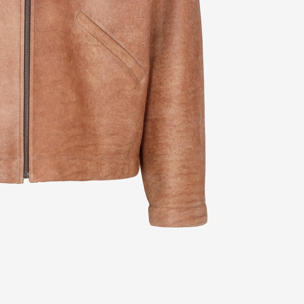 New Men Brown Sheepskin Workwear Shearling Leather Jacket